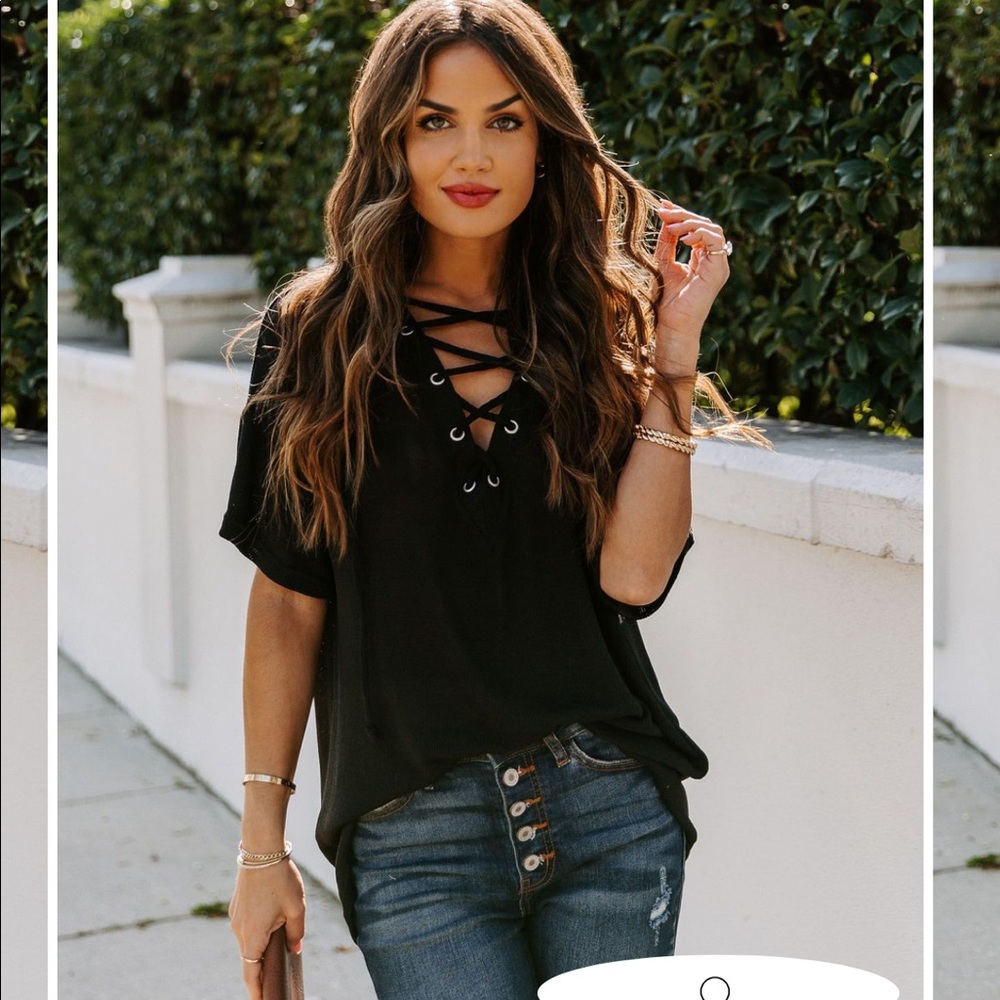 Black lace up top